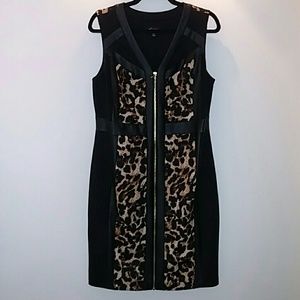 Thalia-animal print, faux leather, zip-up dress